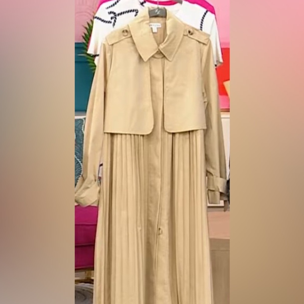 $200 Jhoan Sebastian Pleated Grey Trench Coat NEW Jacket Small - Picture 4 of 6
